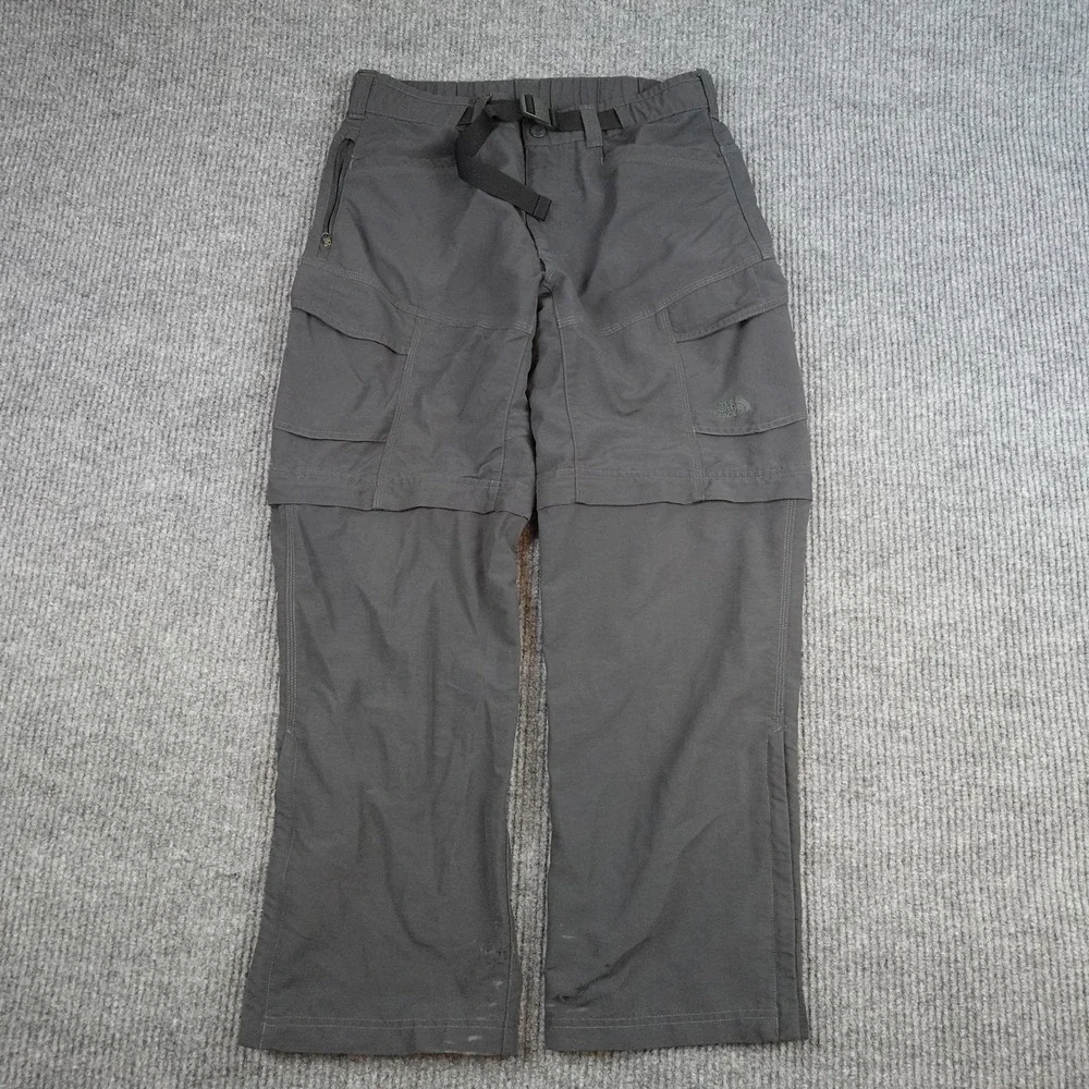 North Face Convertible Pants Mens Medium Gray Hiking Elastic Waist Hiking